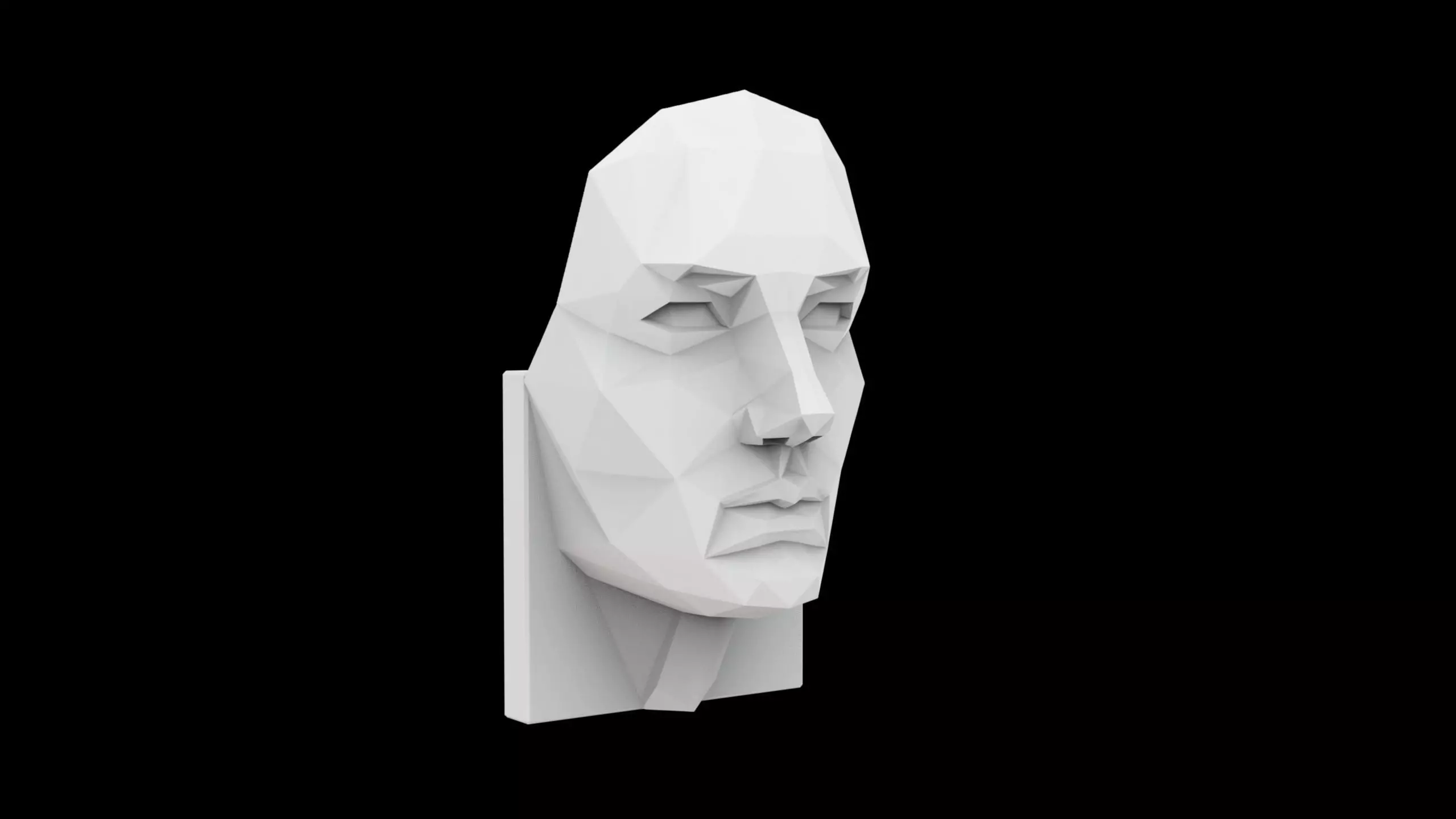 Faceted Human Face Sculpture in Origami Style 3D print model_0
