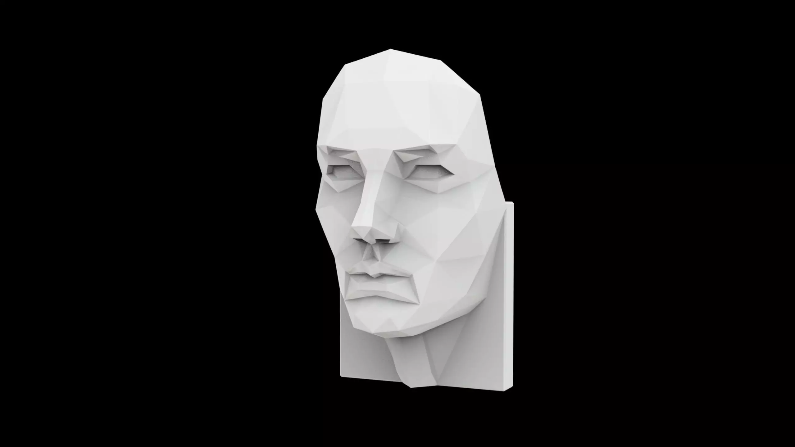 Faceted Human Face Sculpture in Origami Style 3D print model_1