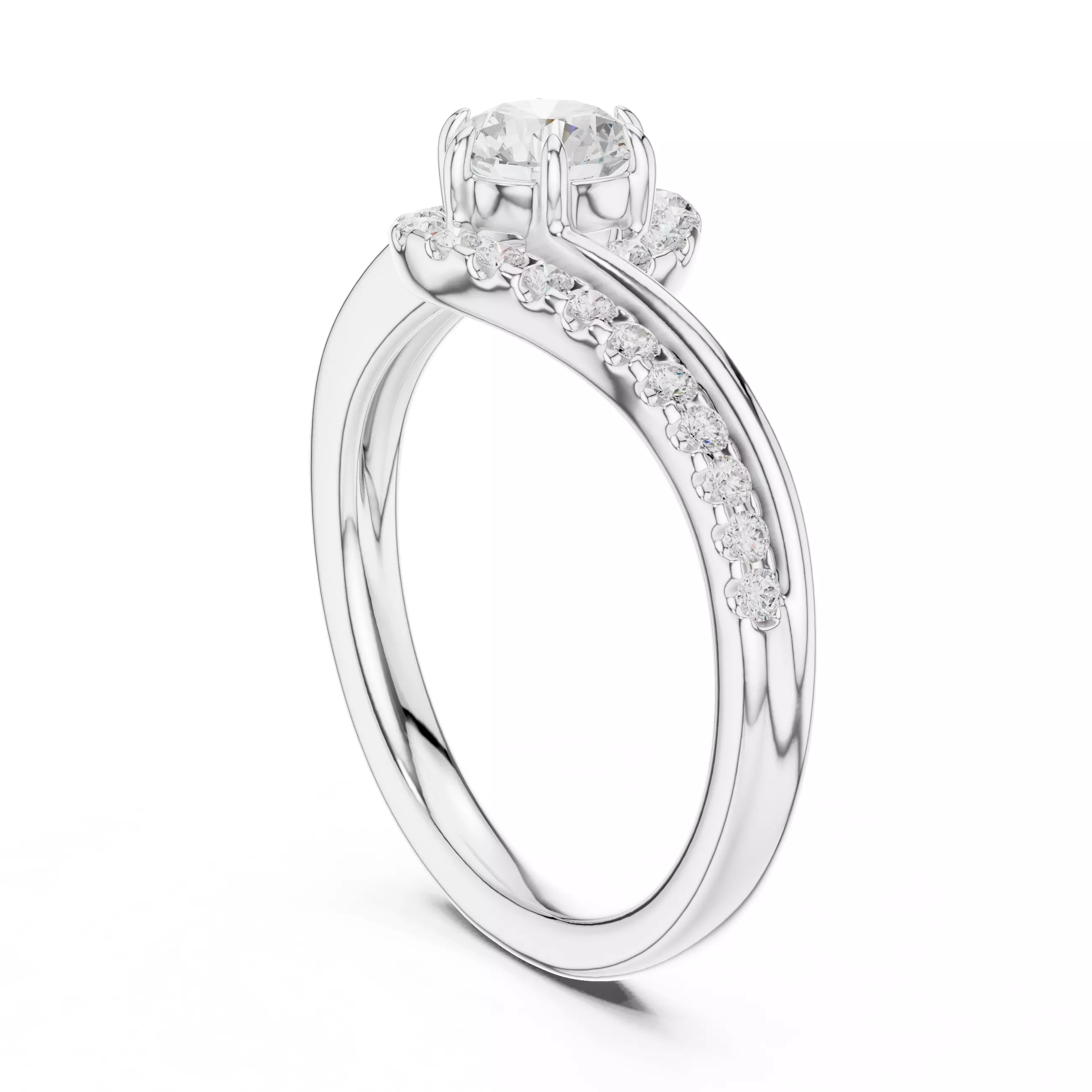  Round Diamond Swirl Engagement Wedding Ring 3DM STL Video 3D print model_10