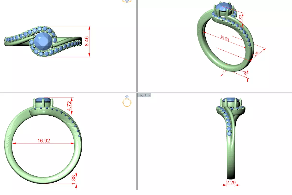  Round Diamond Swirl Engagement Wedding Ring 3DM STL Video 3D print model_12