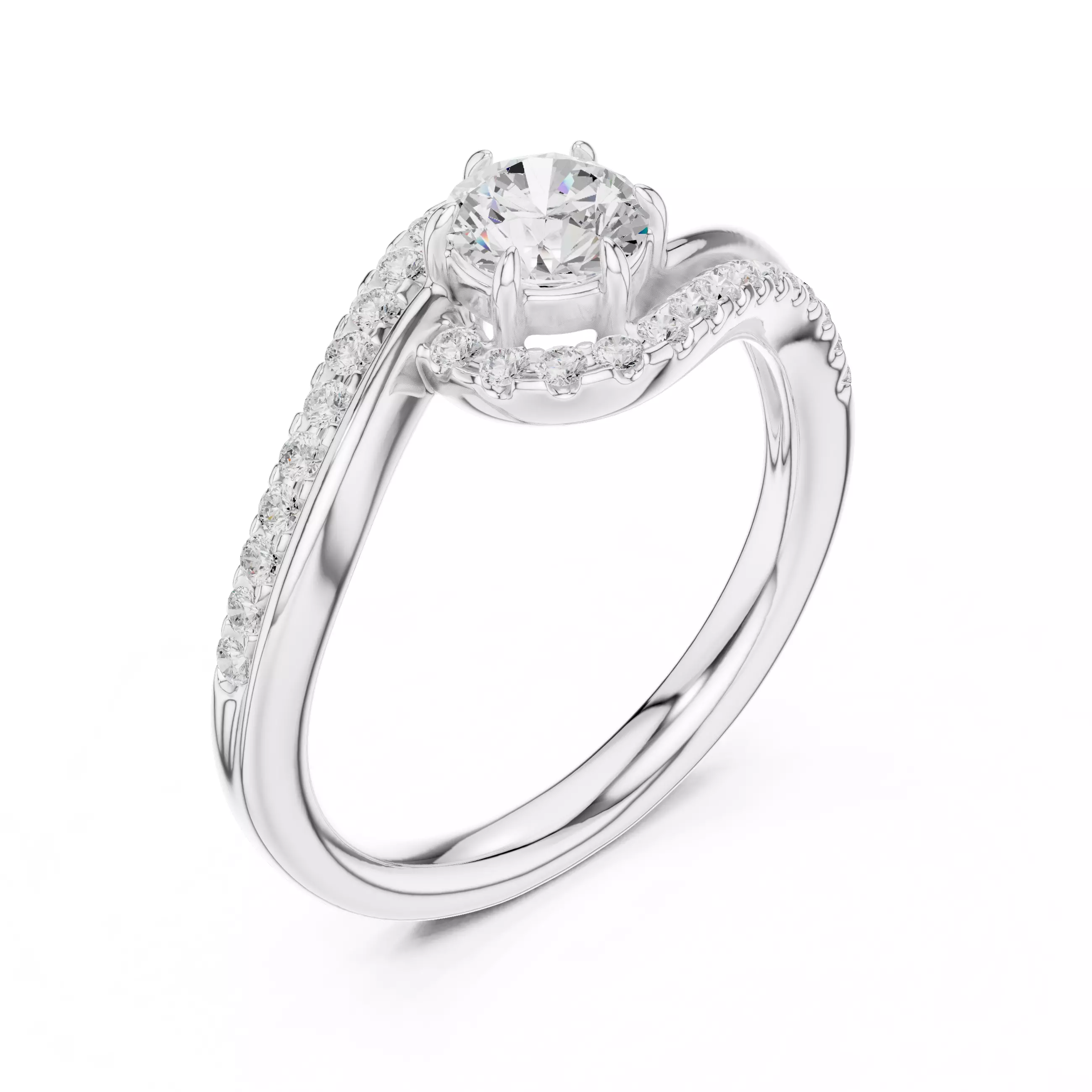  Round Diamond Swirl Engagement Wedding Ring 3DM STL Video 3D print model_9