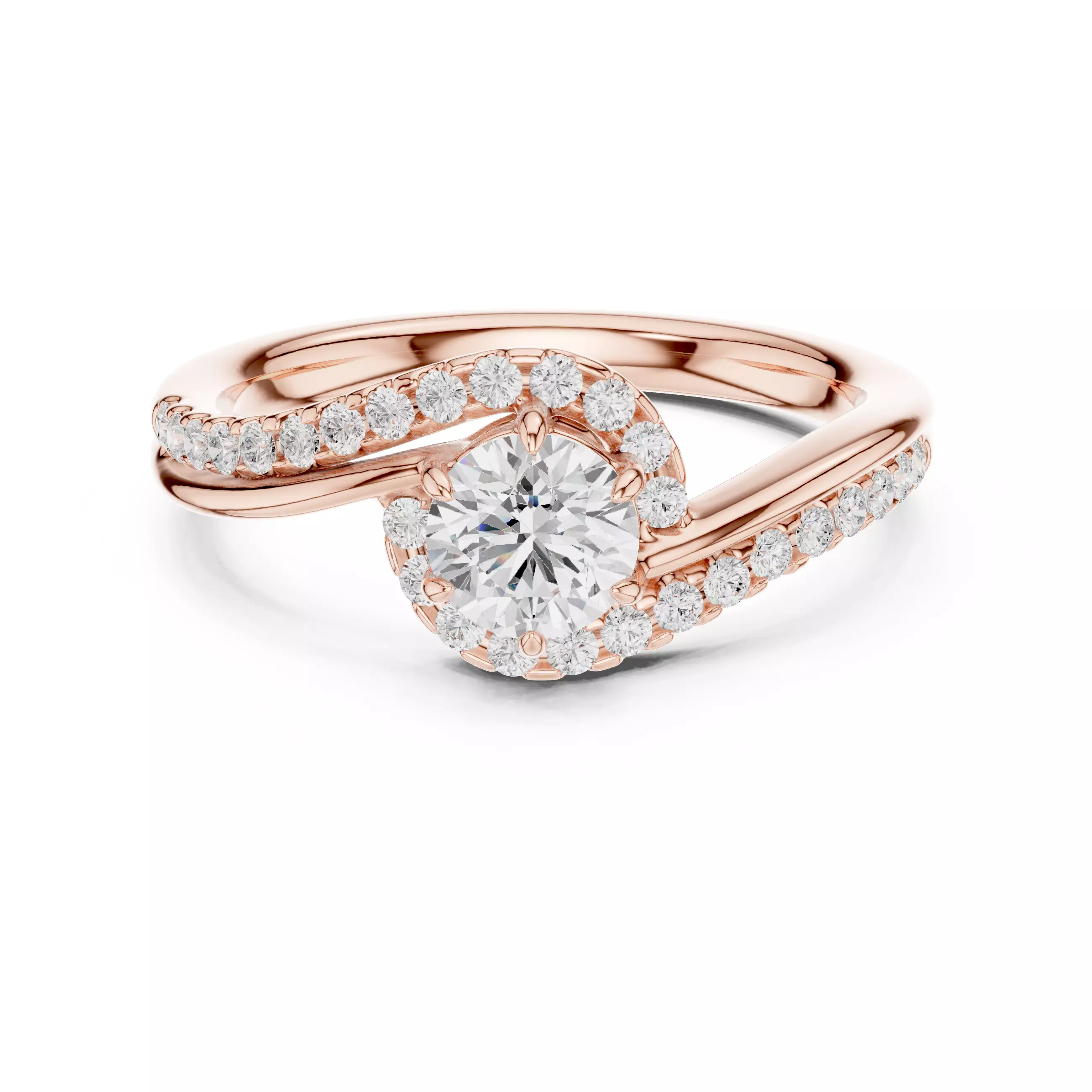  Round Diamond Swirl Engagement Wedding Ring 3DM STL Video 3D print model_0