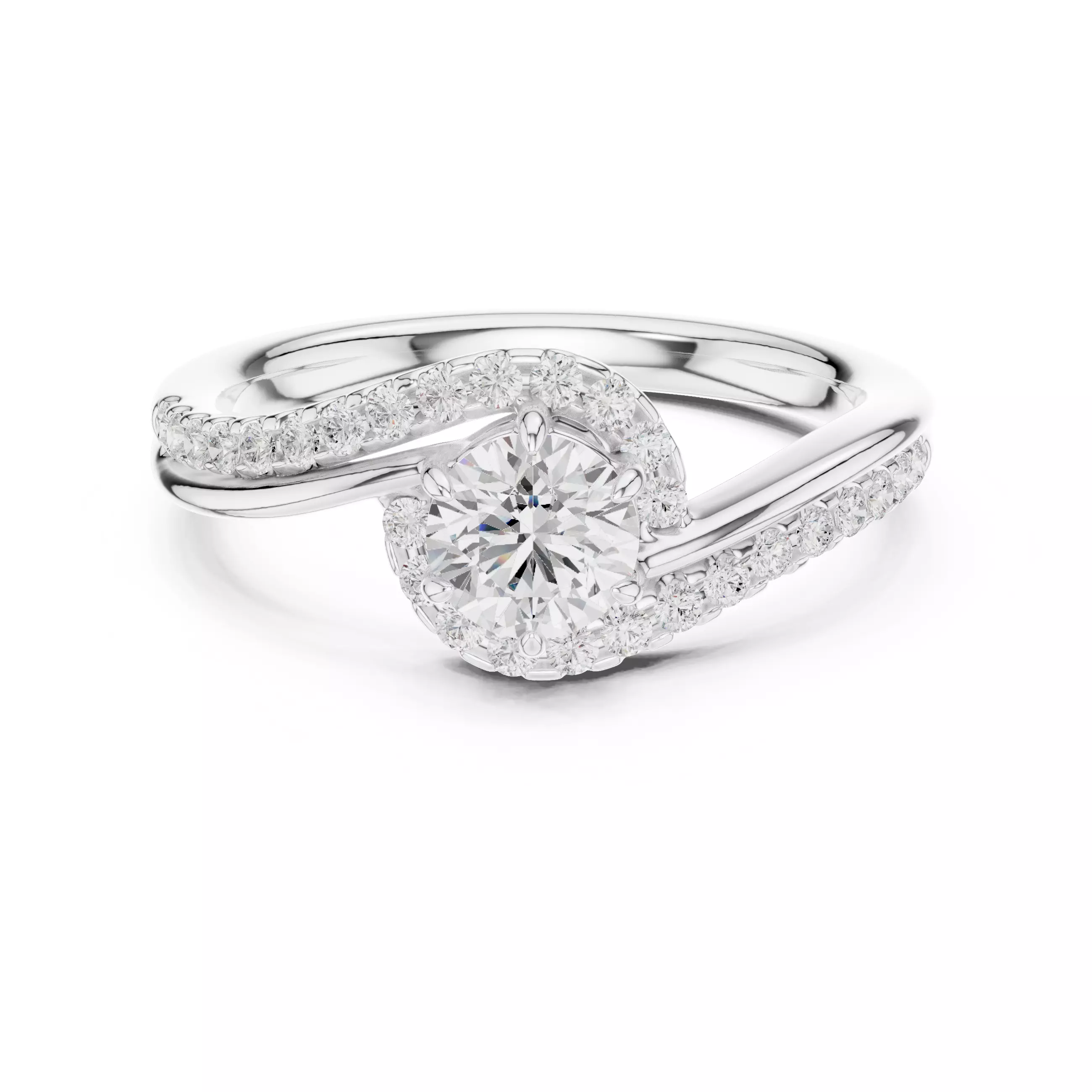  Round Diamond Swirl Engagement Wedding Ring 3DM STL Video 3D print model_2