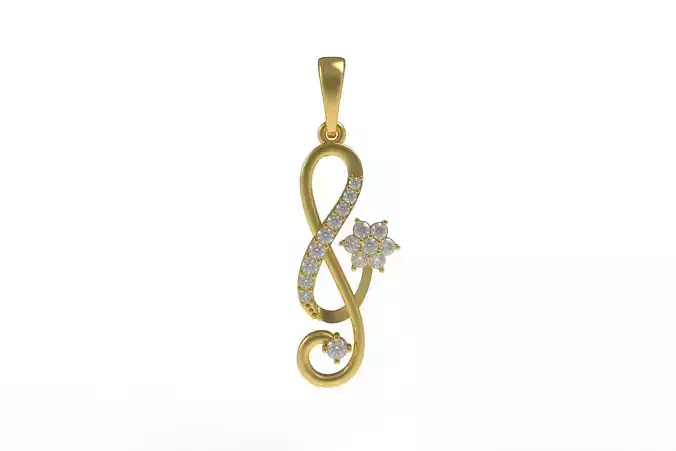 00033 Twisted Music Sign Diamond Pendant