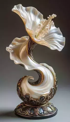 Opulent Calla Lily Sculpture Art Inspired Glass Masterpiece Low-poly 3D model