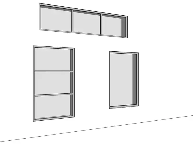 revit parametric picture fixed window families with grid 3D model