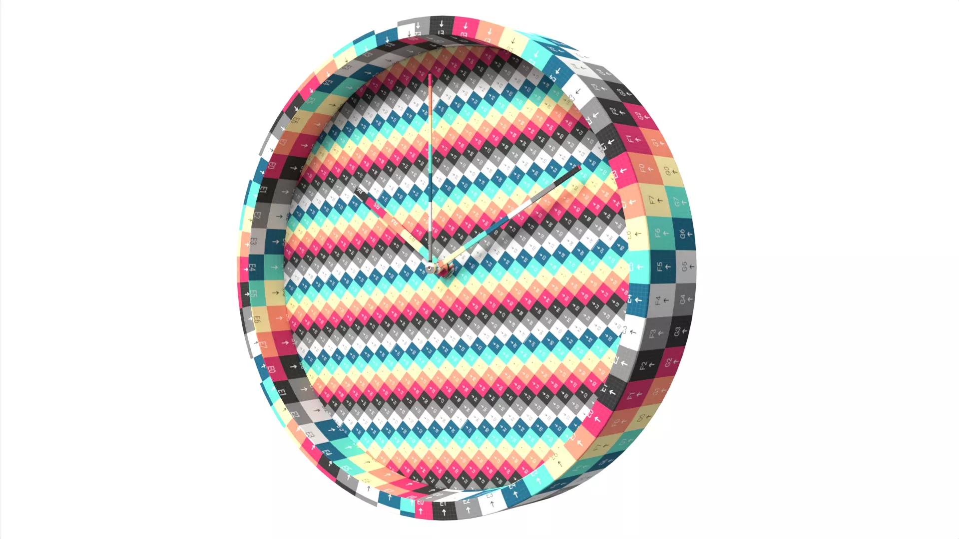 Analogue Wall Clock White Black Low-poly 3D model_10