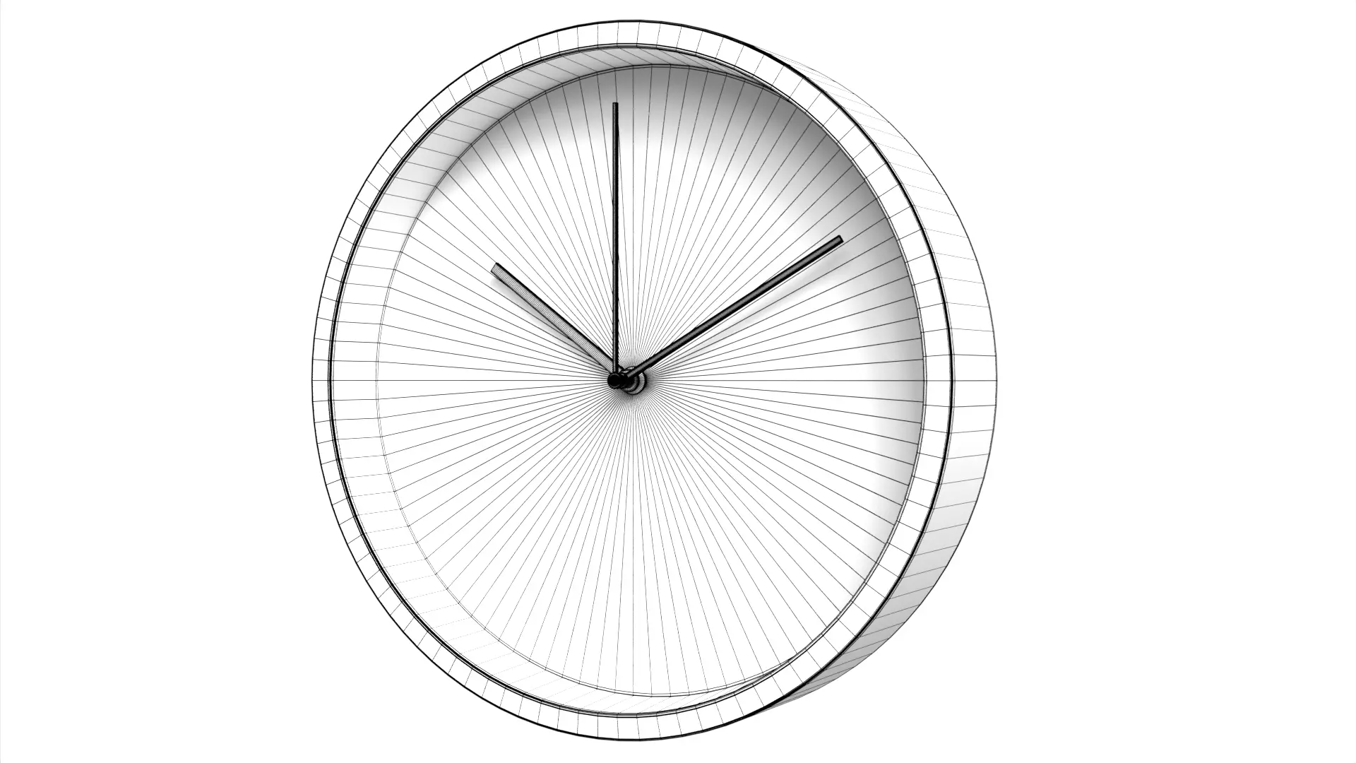 Analogue Wall Clock White Black Low-poly 3D model_7