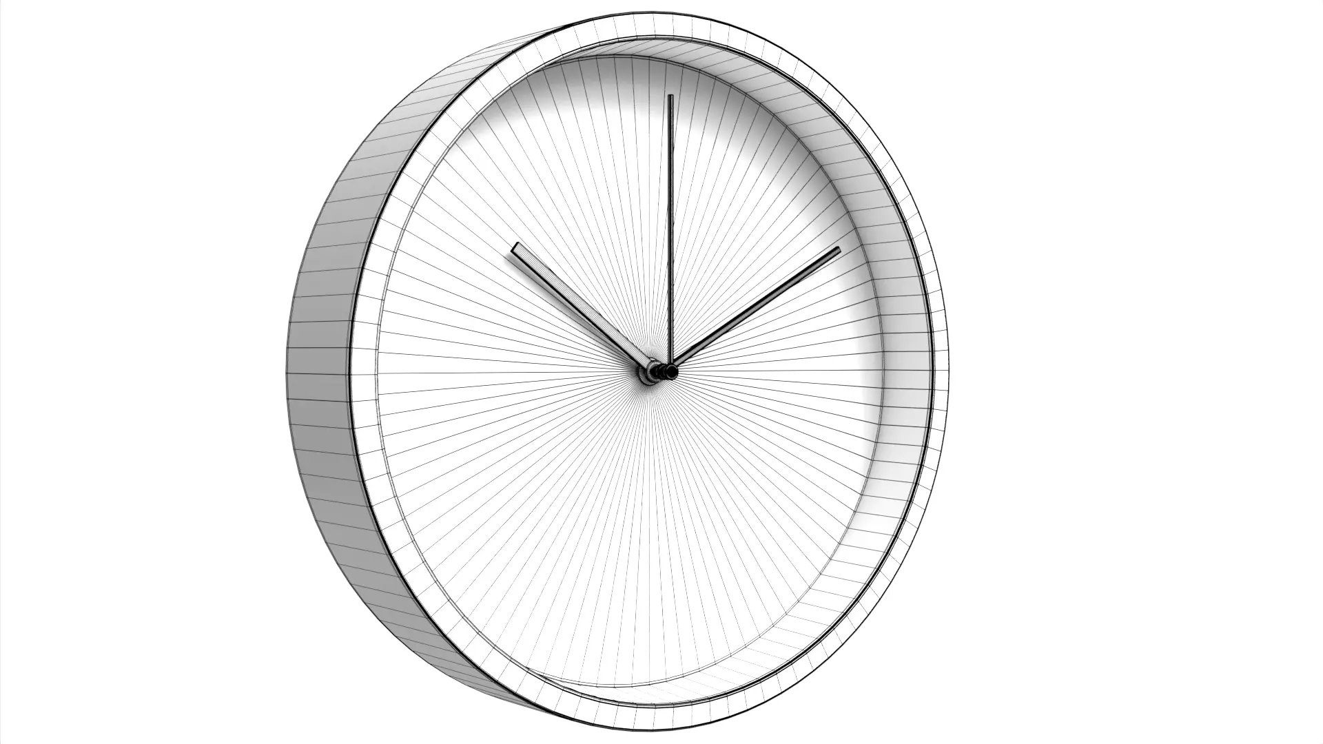 Analogue Wall Clock White Black Low-poly 3D model_8