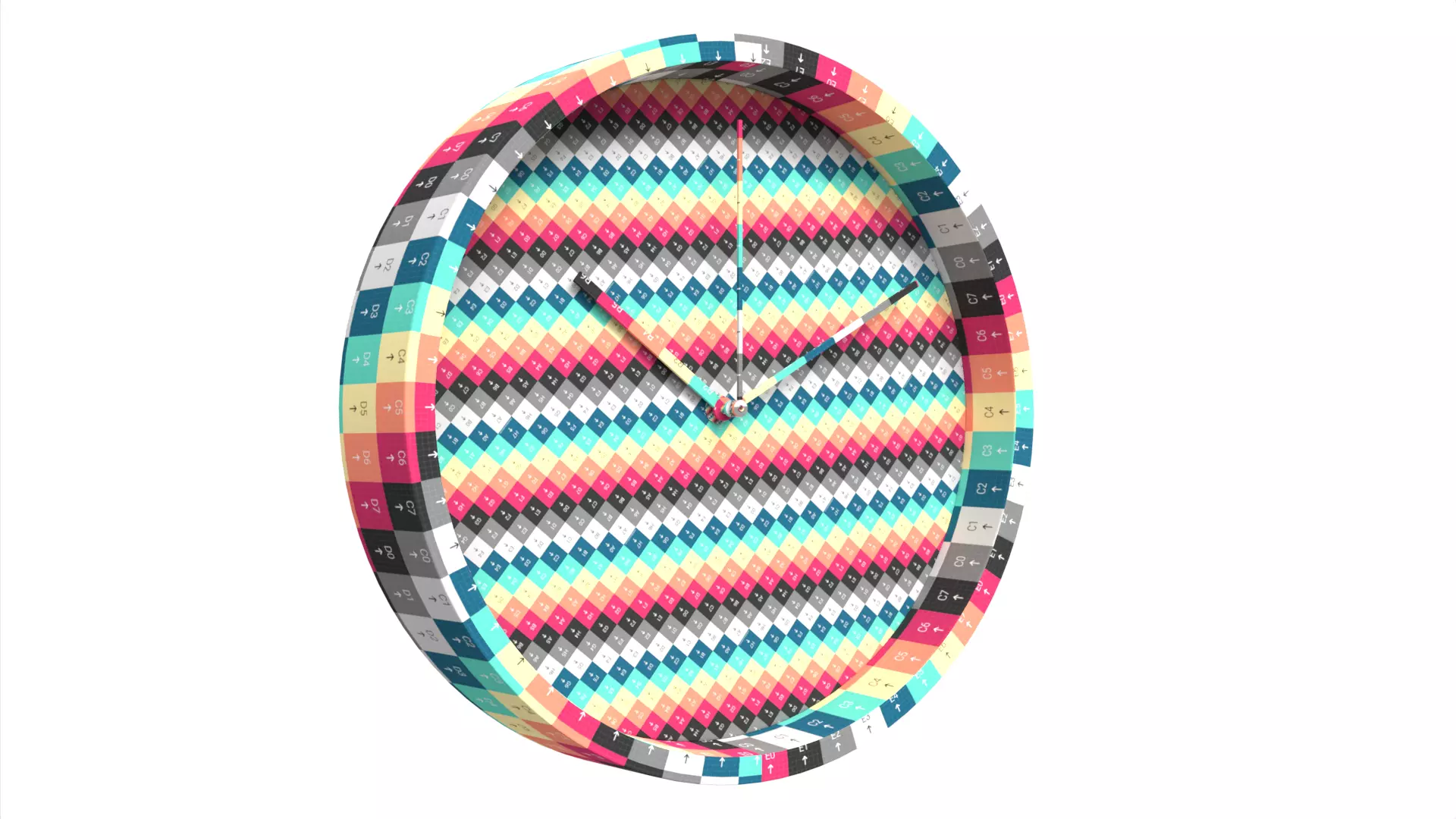 Analogue Wall Clock White Black Low-poly 3D model_11