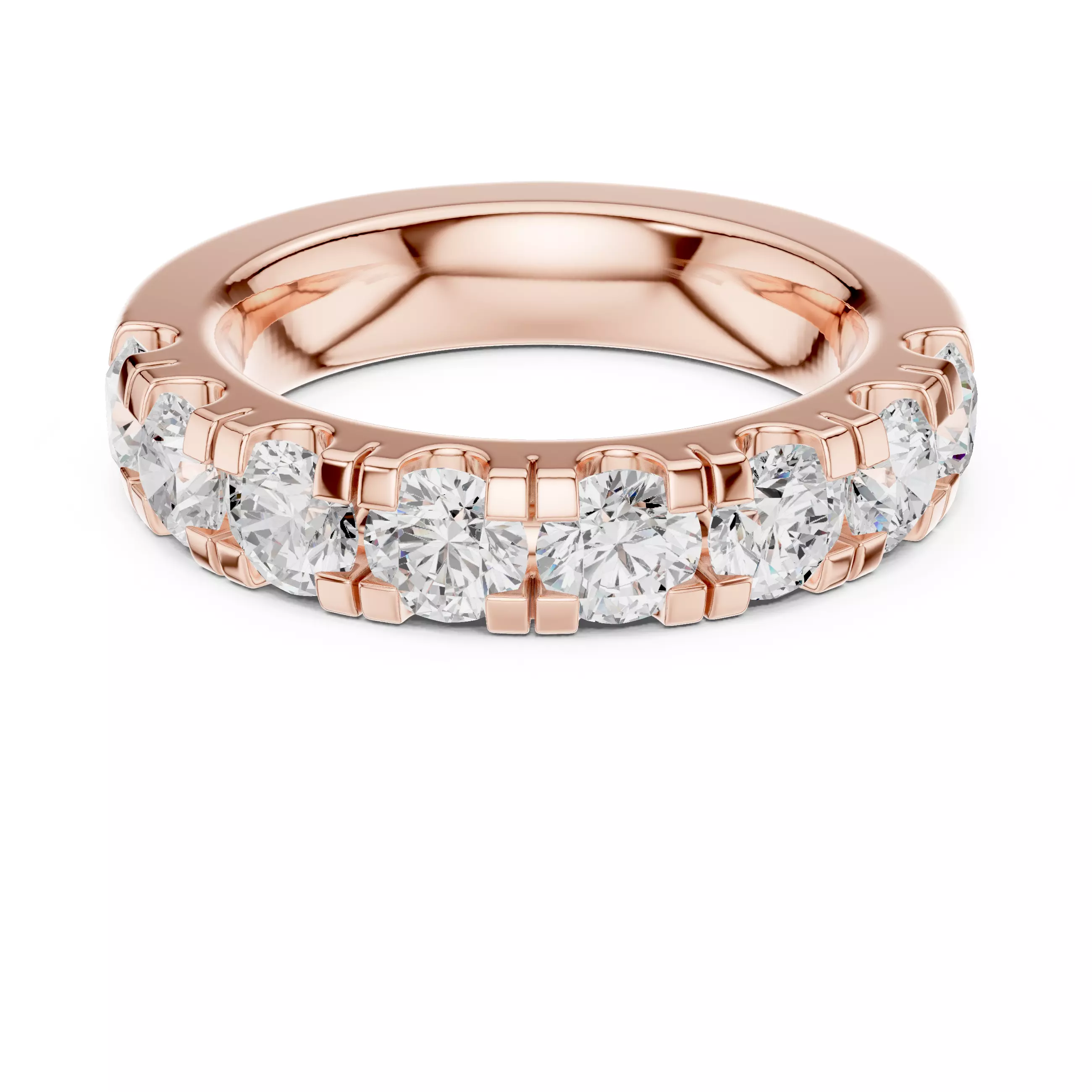 4mm Round Cut Diamond Half Eternity Wedding Band 3DM STL Video 3D print model_0