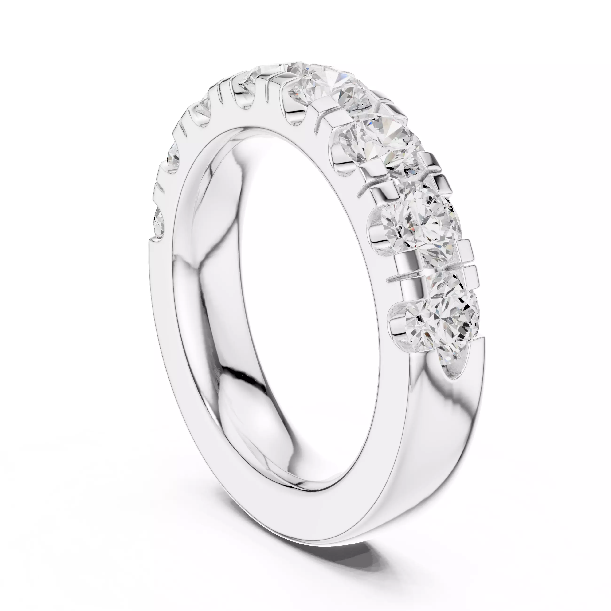 4mm Round Cut Diamond Half Eternity Wedding Band 3DM STL Video 3D print model_9