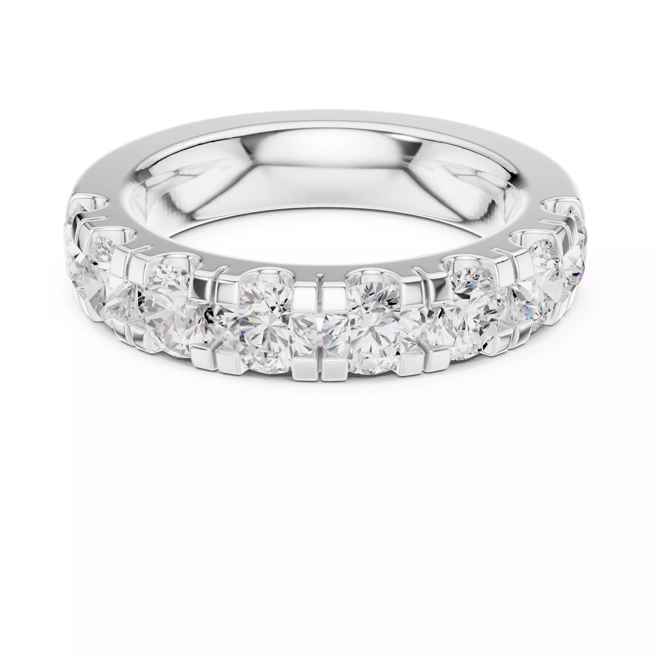 4mm Round Cut Diamond Half Eternity Wedding Band 3DM STL Video 3D print model_2