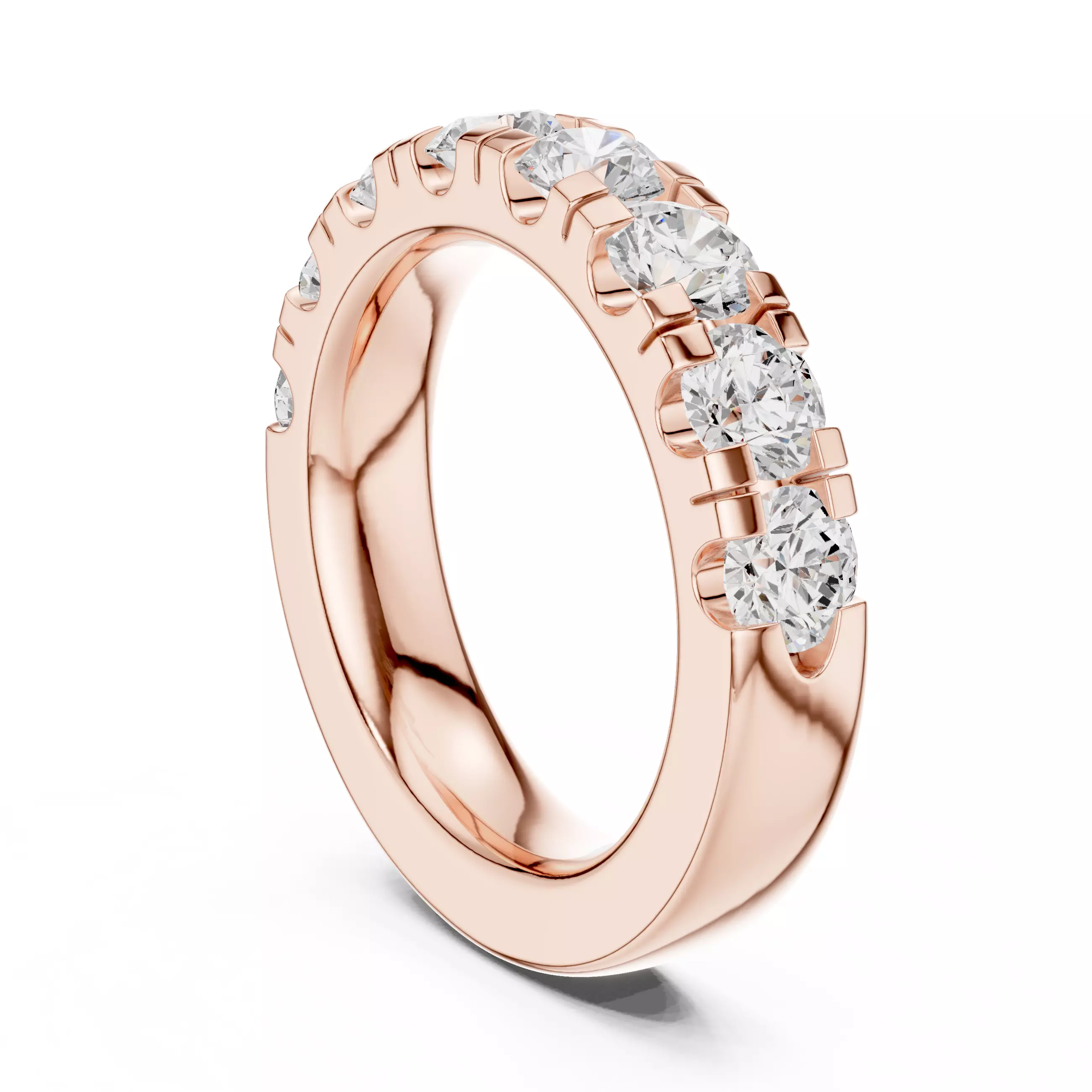 4mm Round Cut Diamond Half Eternity Wedding Band 3DM STL Video 3D print model_3