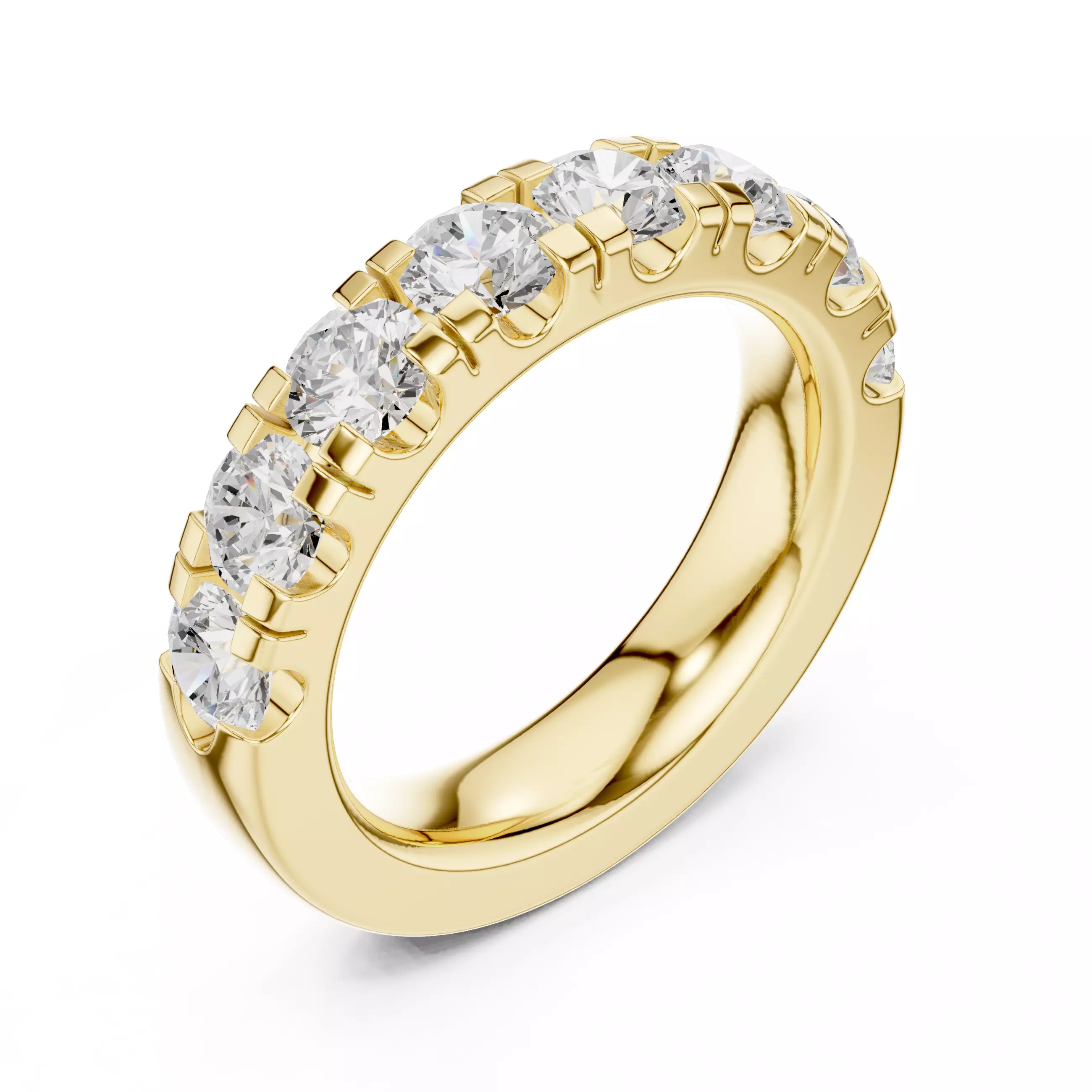 4mm Round Cut Diamond Half Eternity Wedding Band 3DM STL Video 3D print model_7