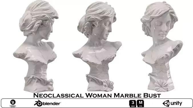 Exquisite Neoclassical Woman Marble Bust