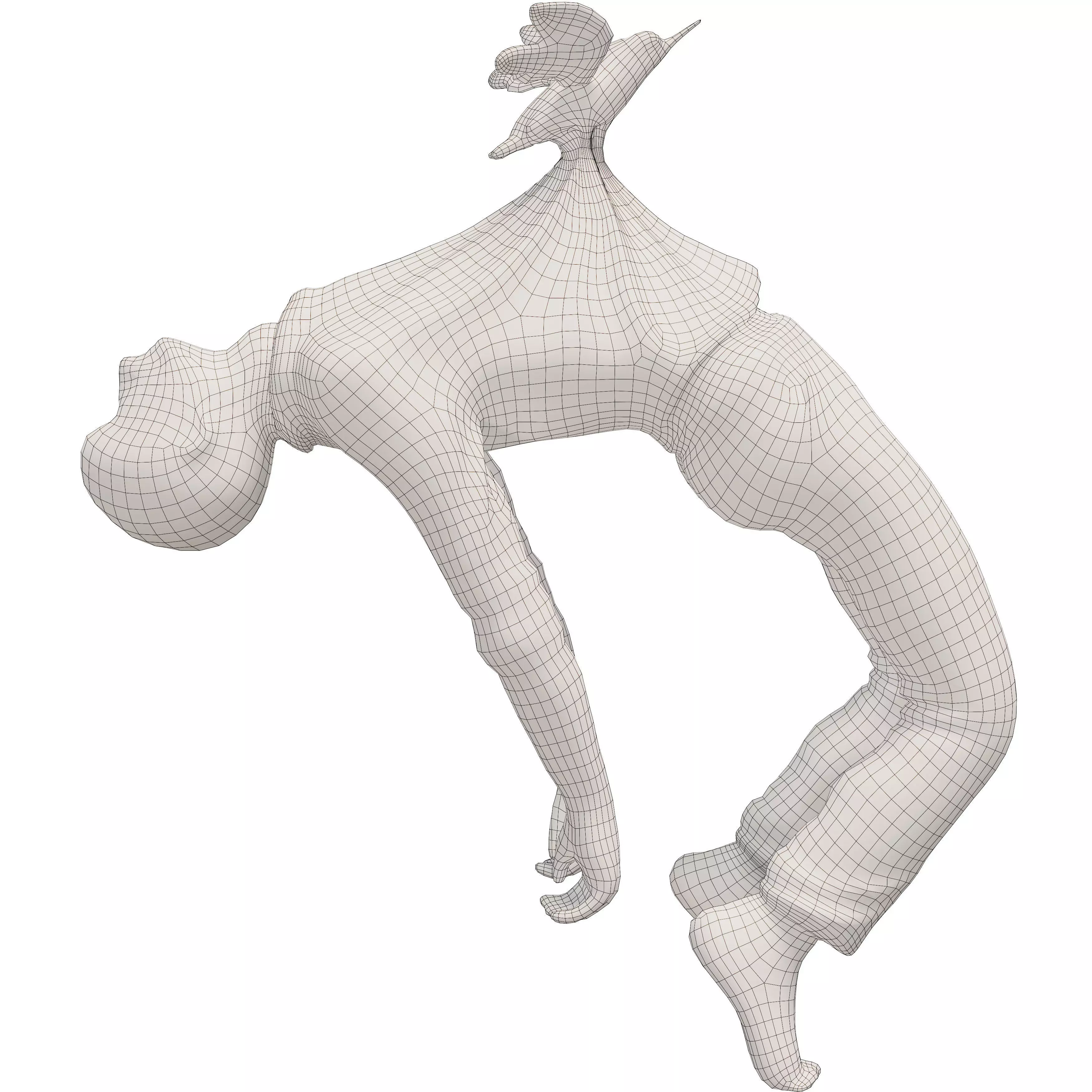 Dynamic Dancing Figure with Bird Sculpture 3D model_5