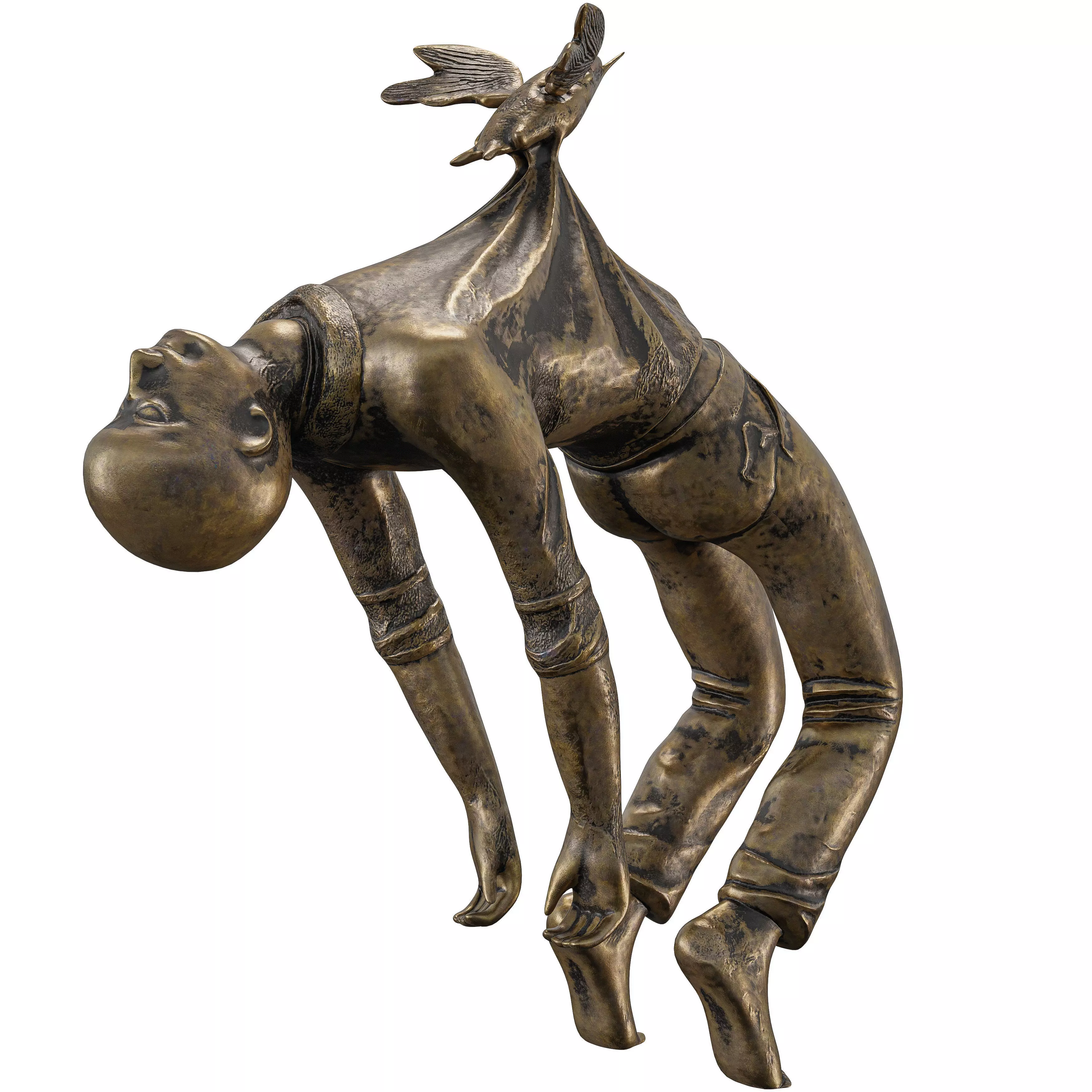 Dynamic Dancing Figure with Bird Sculpture 3D model_3