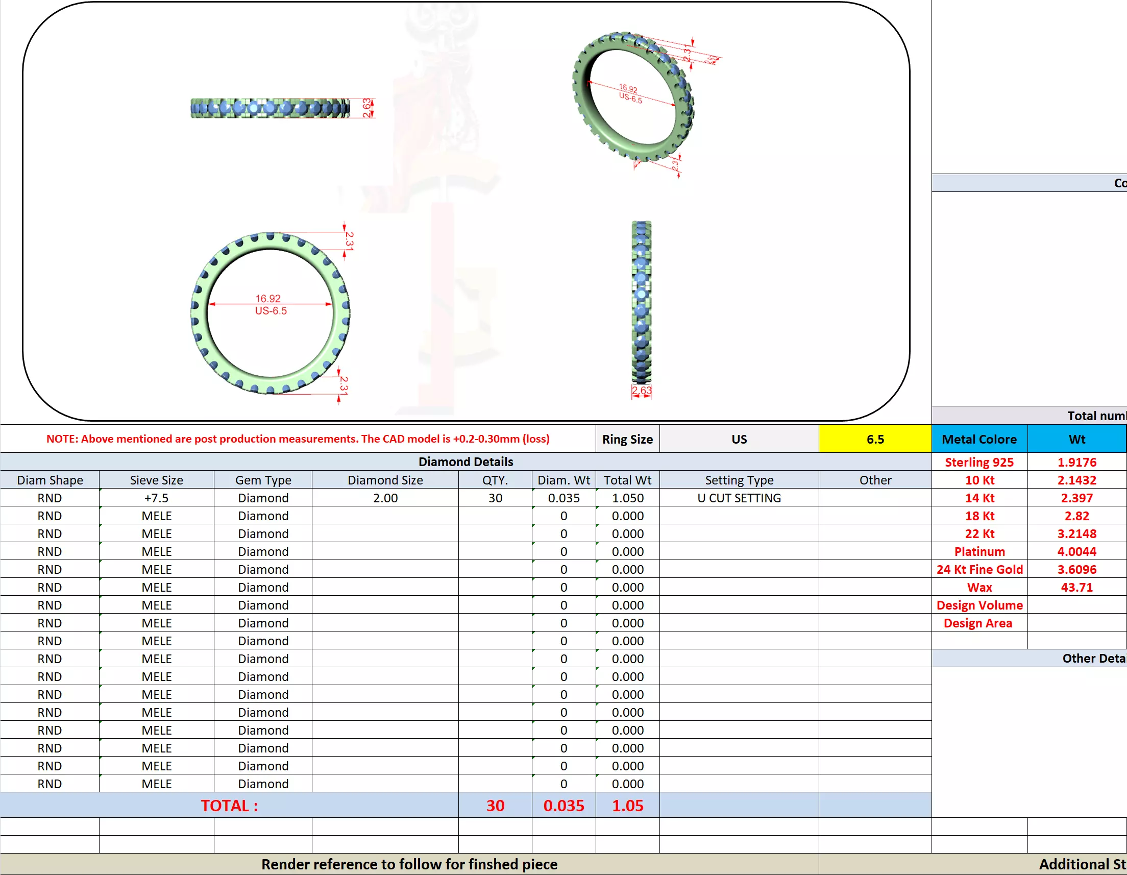 2mm Round Cut Diamond Stacking Wedding Band 3DM STL Video 3D print model_13