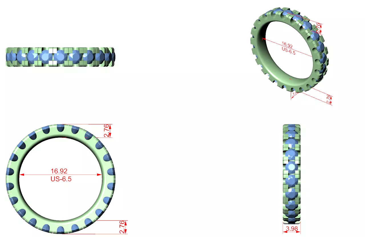 Full Eternity Round Diamond Stacking Wedding Band 3DM STL Video 3D print model_12