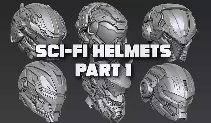 Sci-Fi Helmets Part 1 3D model