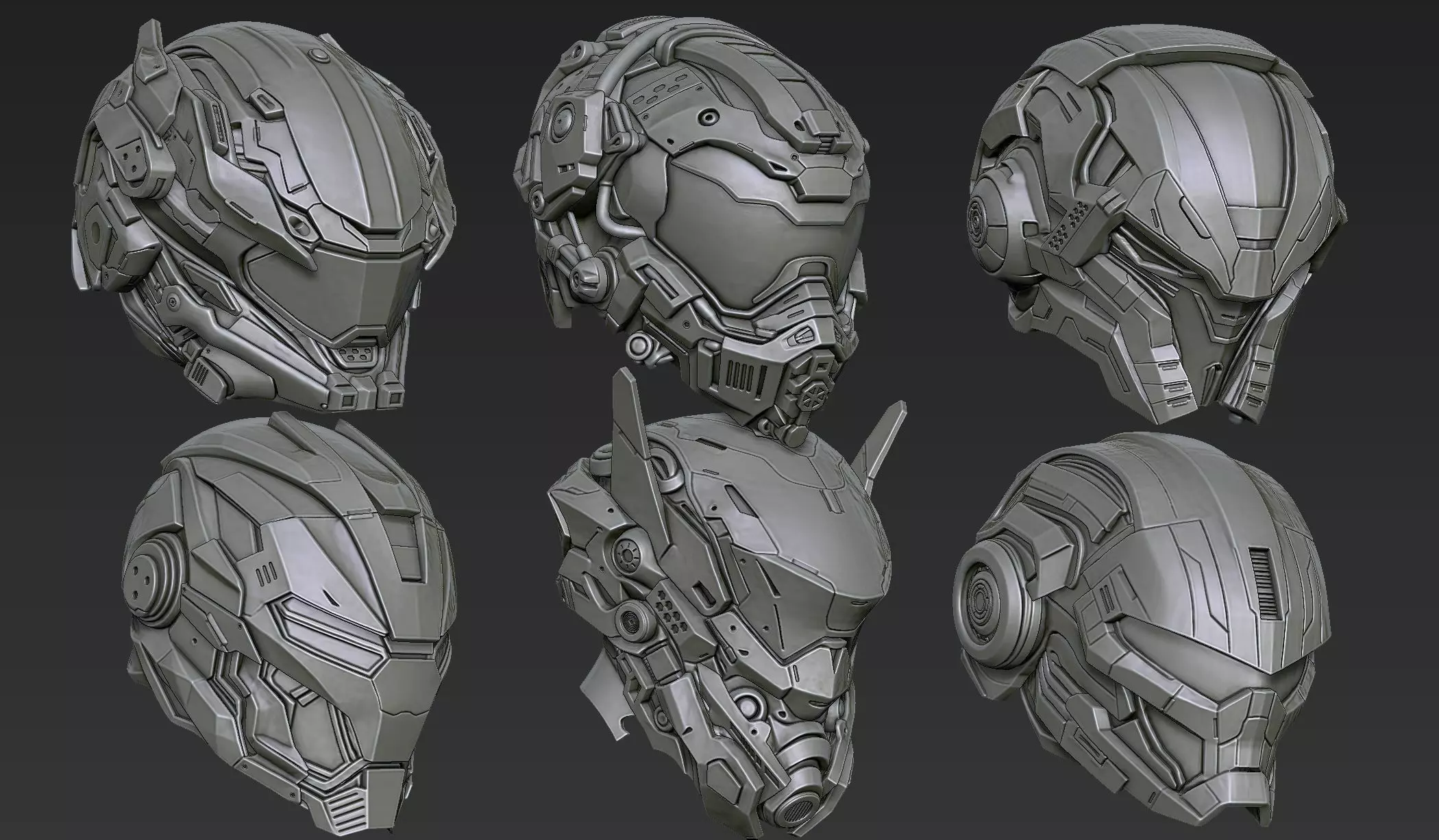 Sci-Fi Helmets Part 1 3D model_1