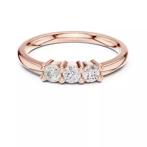 Three Stone Minimalist Round Diamond Wedding Band 3DM STL Video