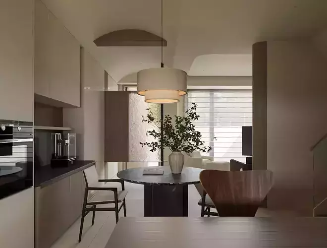 Living Room and Kitchen Scene for Cinema 4D and Octane Render