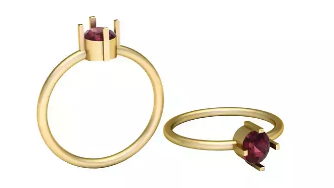Ruby Solitaire Gold Ring