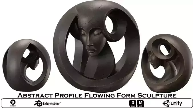 Abstract Profile Flowing Form Sculpture 