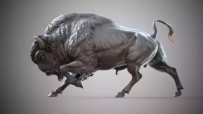 Bison attack  -   3D Sculpting - High Poly