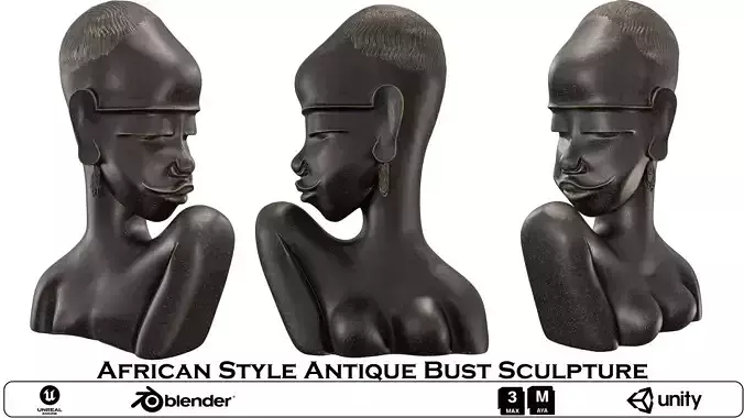 African Style Antique Bust Sculpture 
