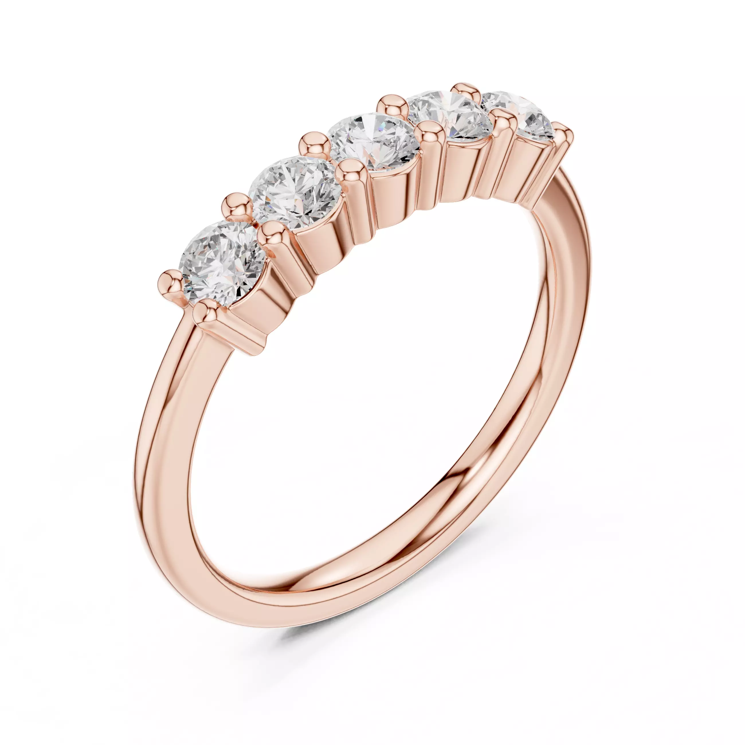 3mm Round Cut Five Stone Stacking Wedding Band 3DM STL Video 3D print model_4