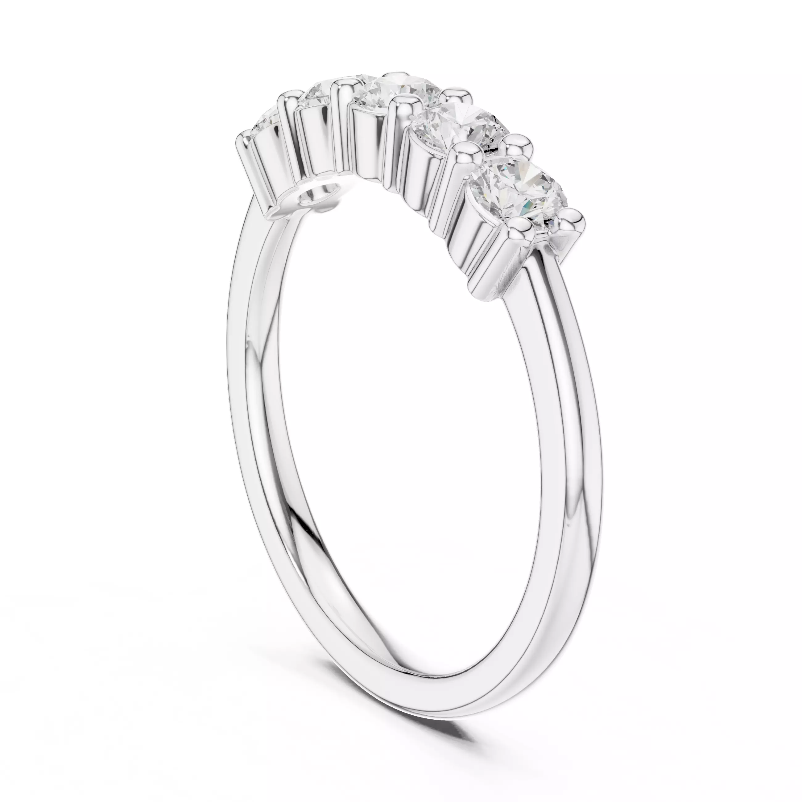 3mm Round Cut Five Stone Stacking Wedding Band 3DM STL Video 3D print model_9