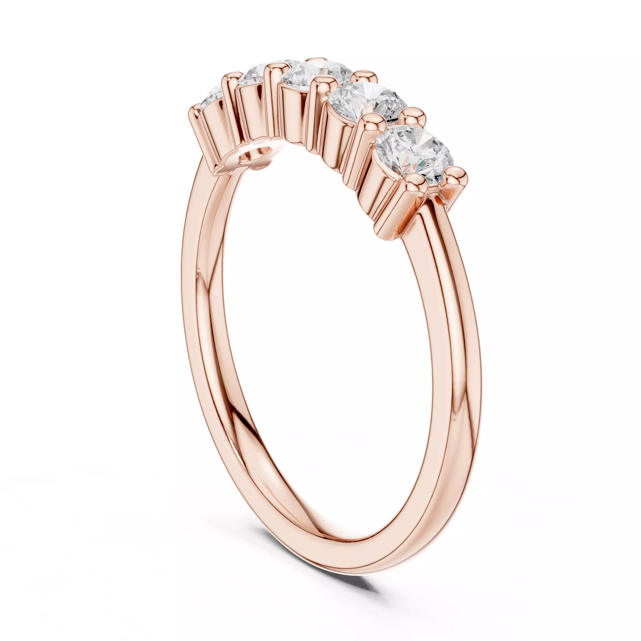 3mm Round Cut Five Stone Stacking Wedding Band 3DM STL Video 3D print model_3