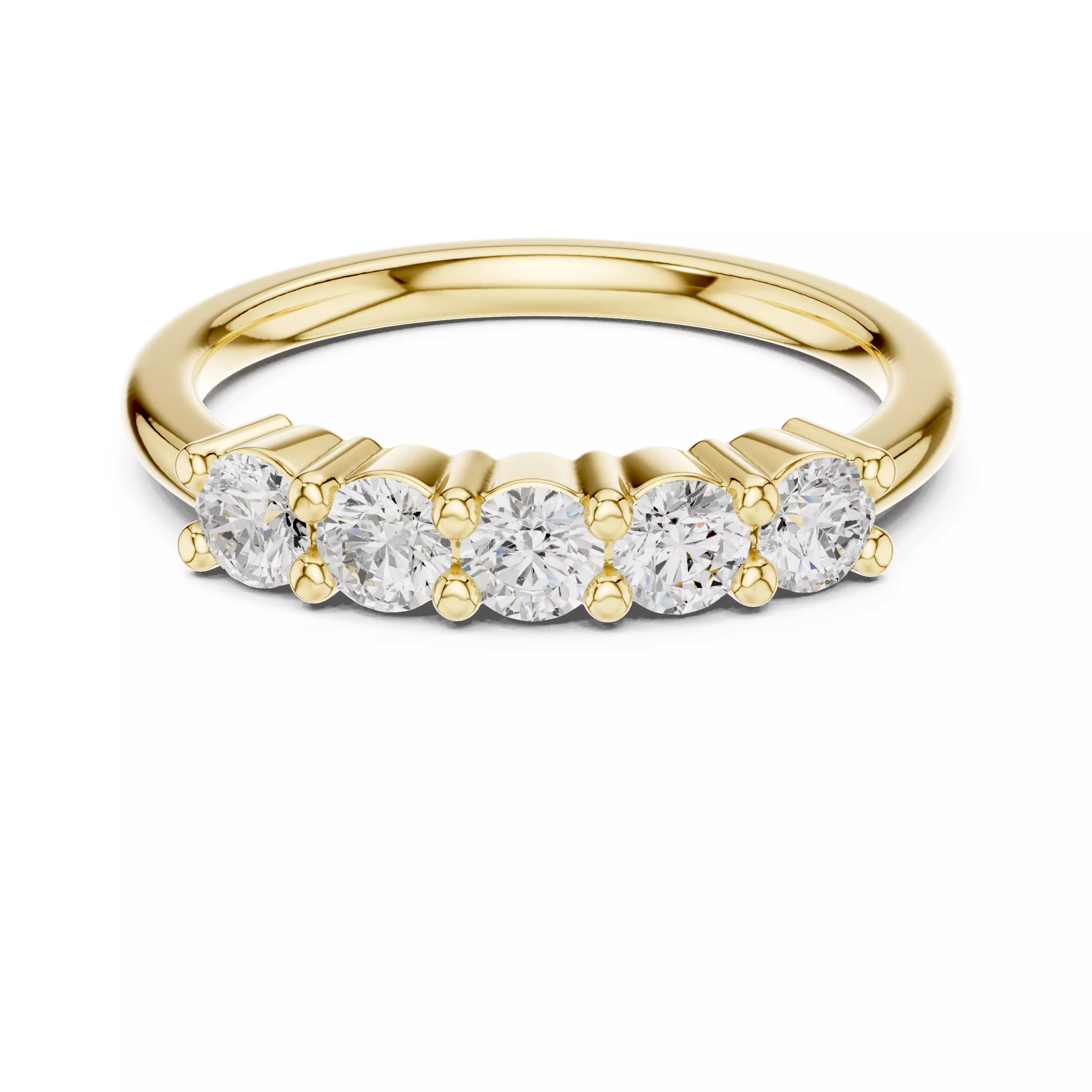 3mm Round Cut Five Stone Stacking Wedding Band 3DM STL Video 3D print model_1