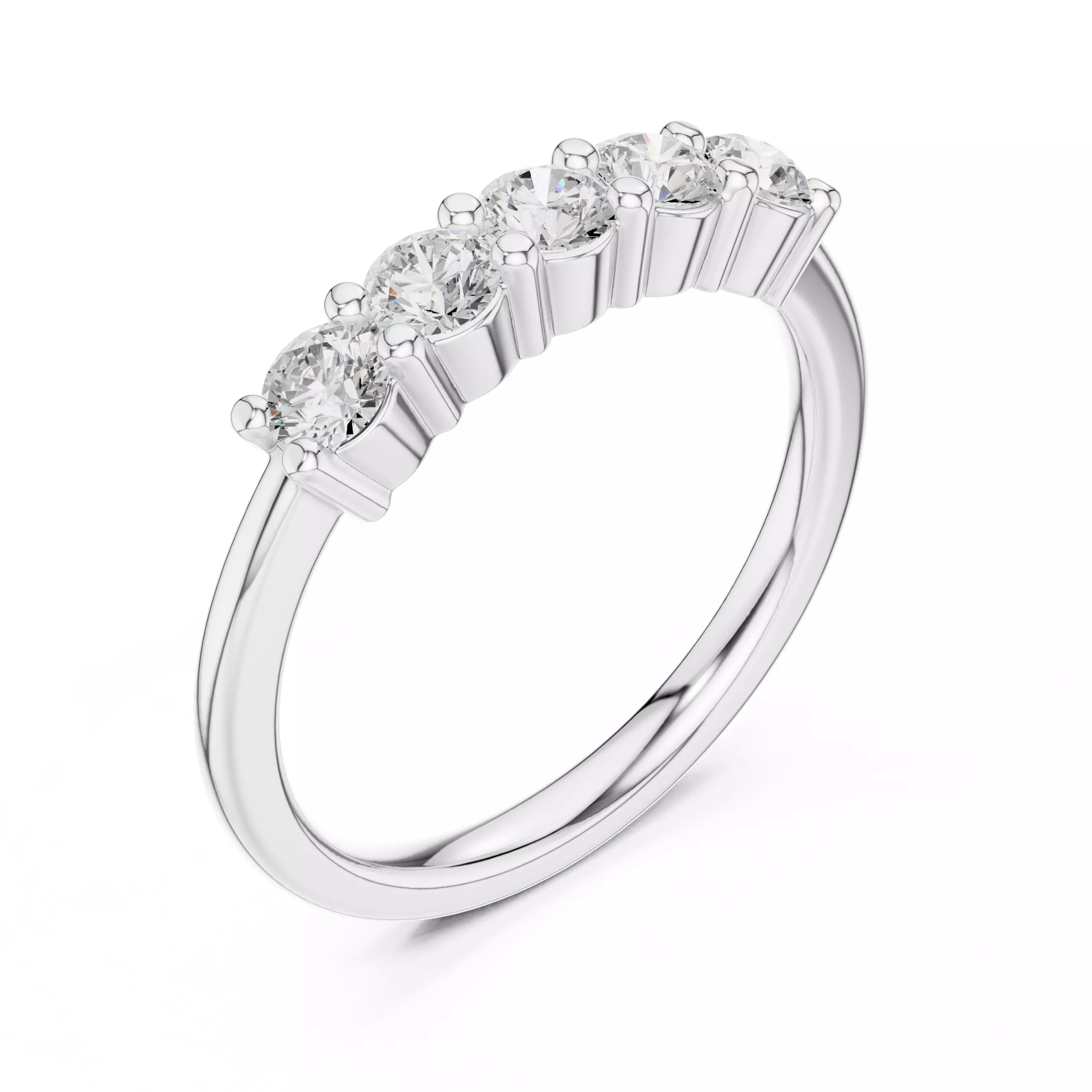 3mm Round Cut Five Stone Stacking Wedding Band 3DM STL Video 3D print model_10