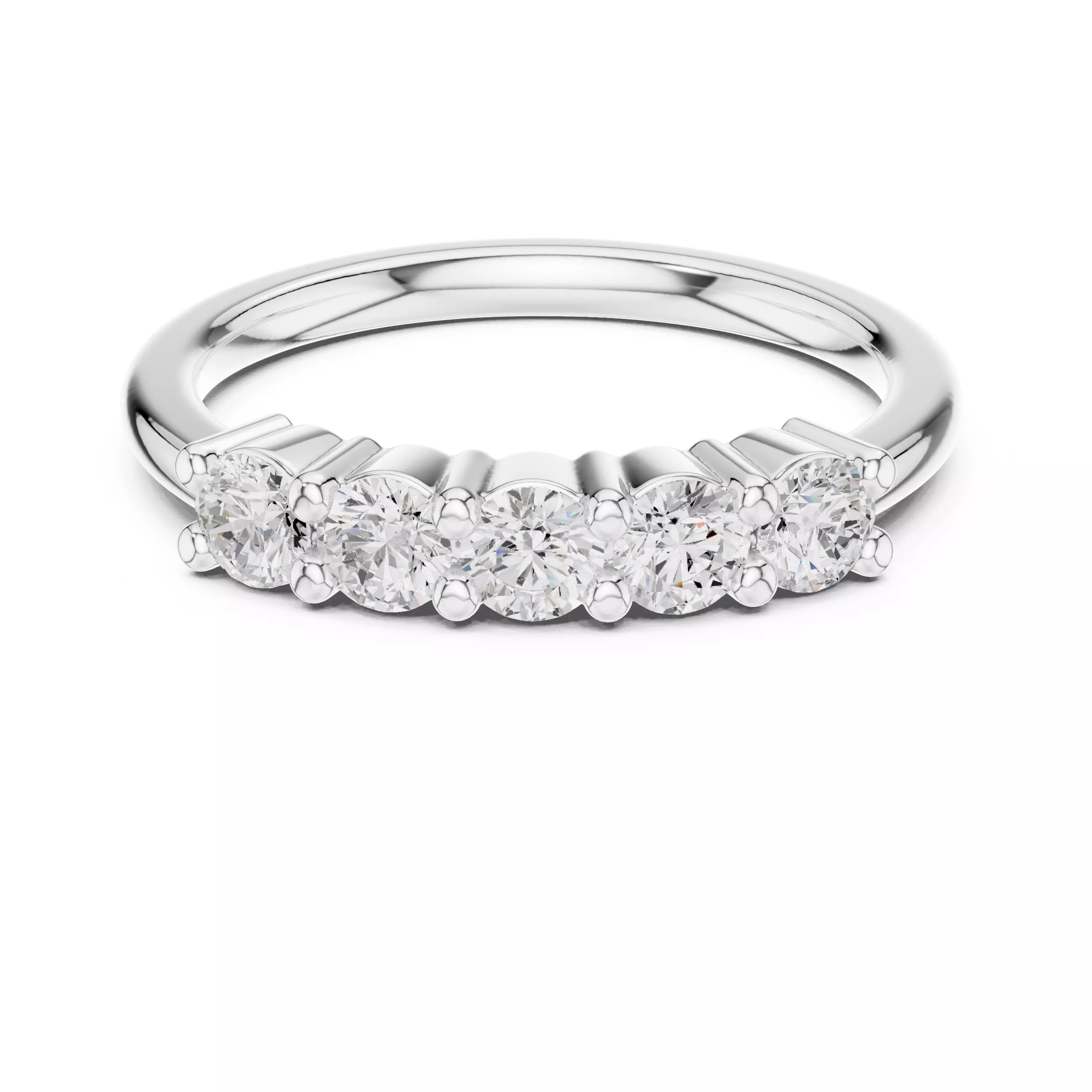 3mm Round Cut Five Stone Stacking Wedding Band 3DM STL Video 3D print model_2