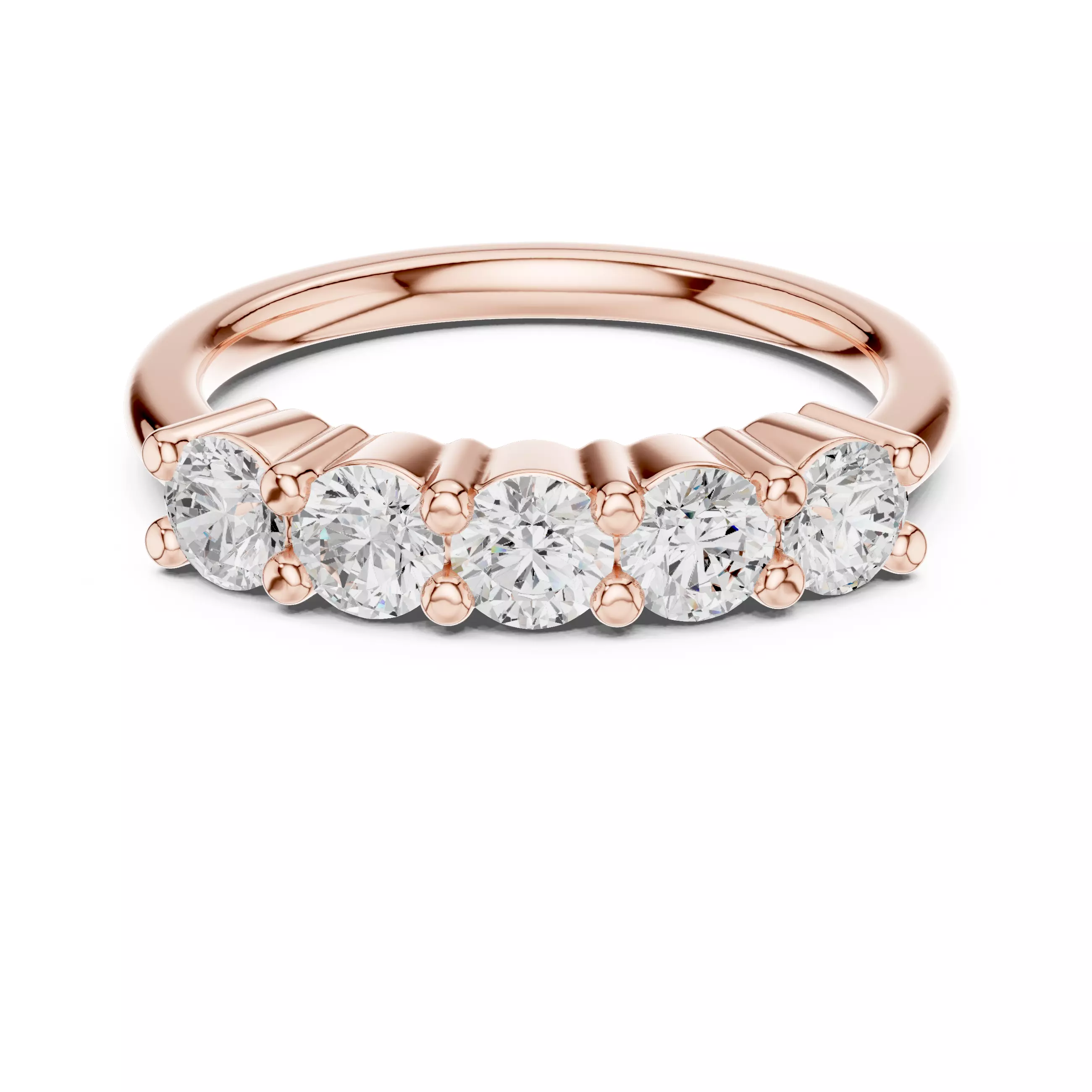 Five Stone Round Diamond Stackable Wedding Ring 3DM STL Video 3D print model_0