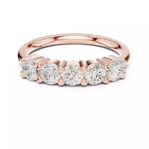 Five Stone Round Diamond Stackable Wedding Ring 3DM STL Video