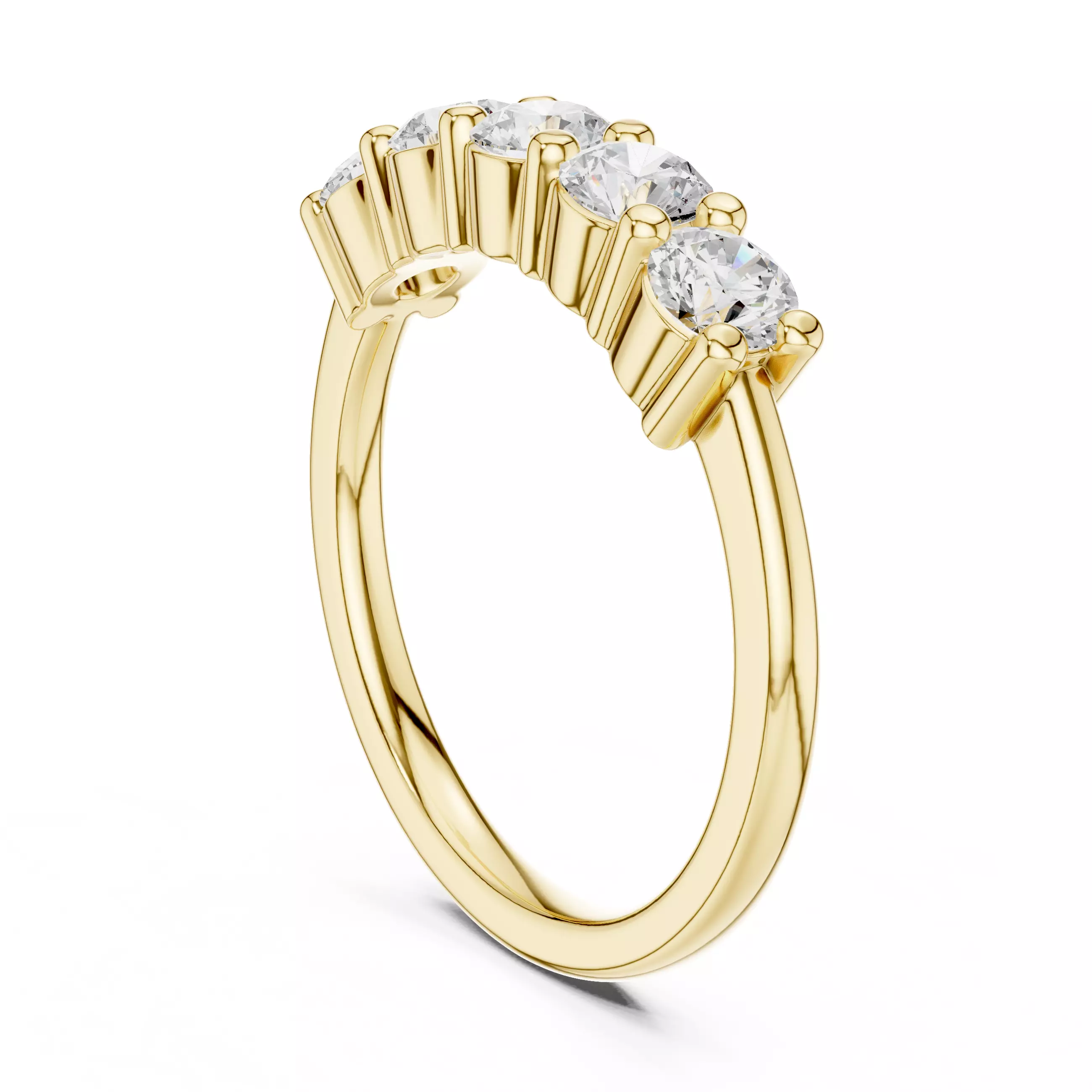 Five Stone Round Diamond Stackable Wedding Ring 3DM STL Video 3D print model_6