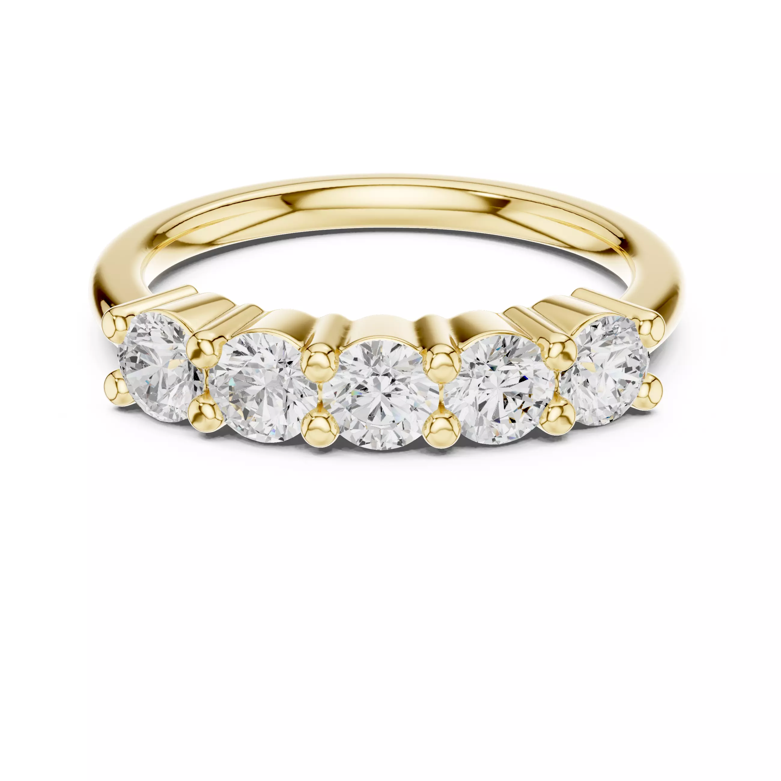 Five Stone Round Diamond Stackable Wedding Ring 3DM STL Video 3D print model_1