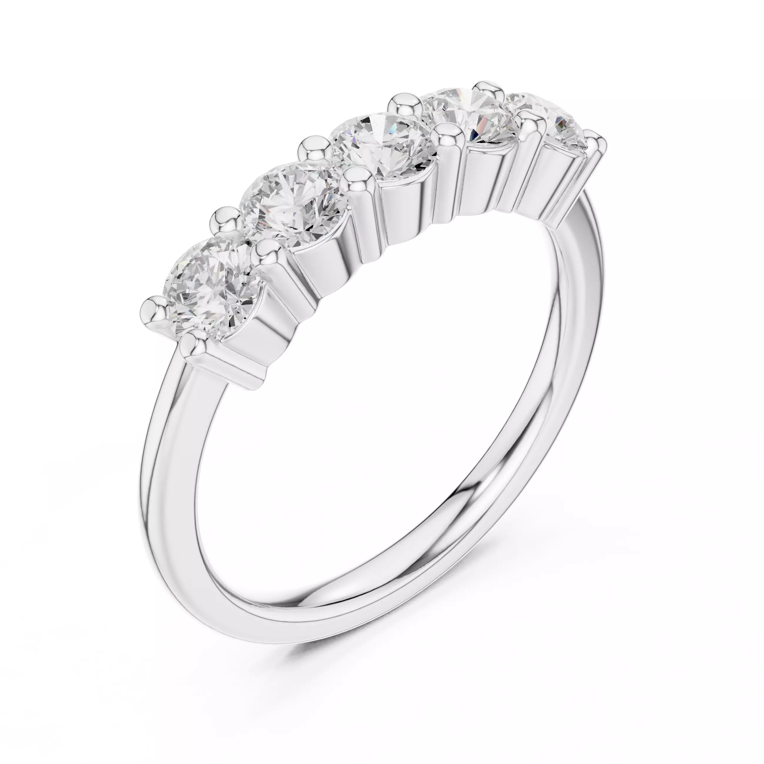 Five Stone Round Diamond Stackable Wedding Ring 3DM STL Video 3D print model_10