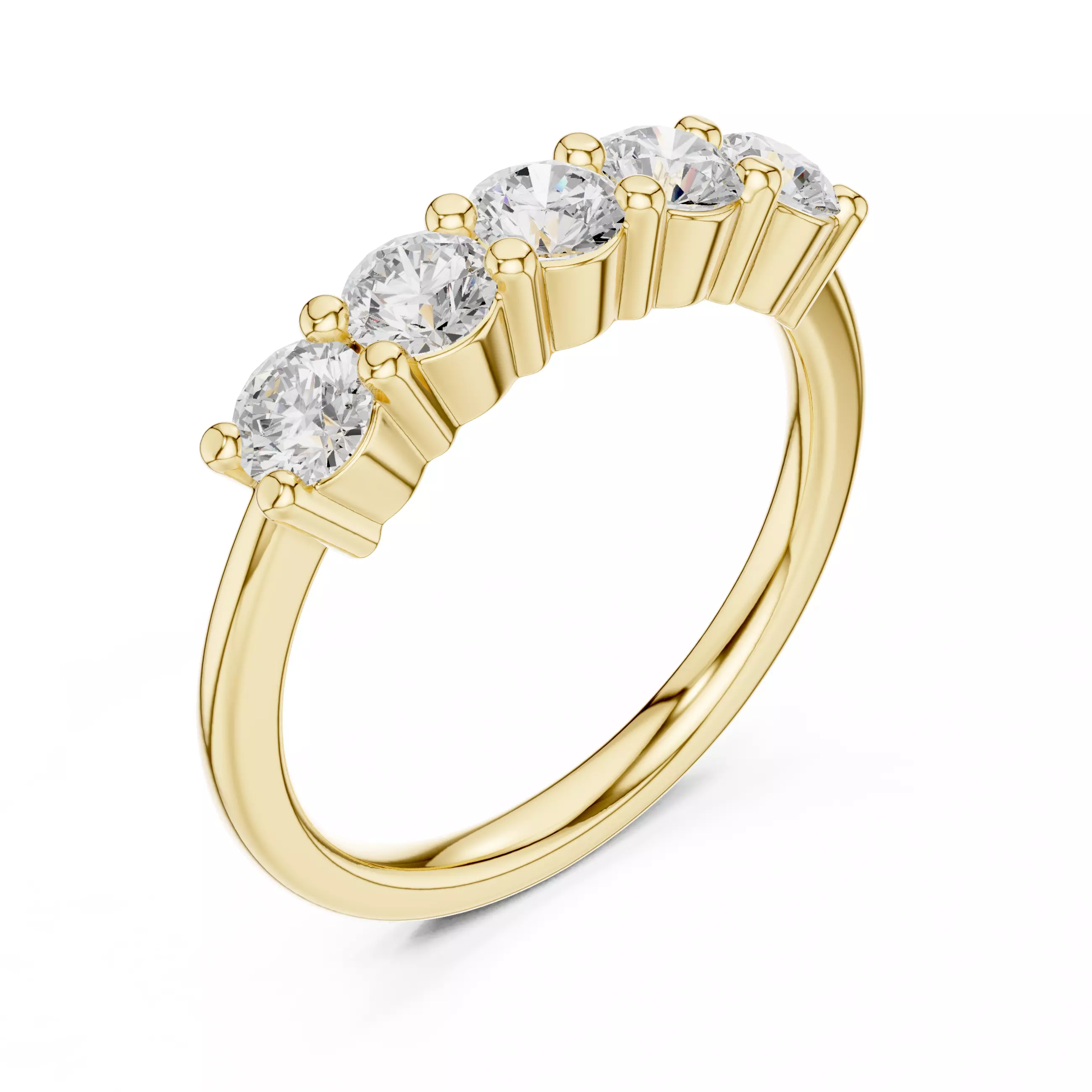 Five Stone Round Diamond Stackable Wedding Ring 3DM STL Video 3D print model_7