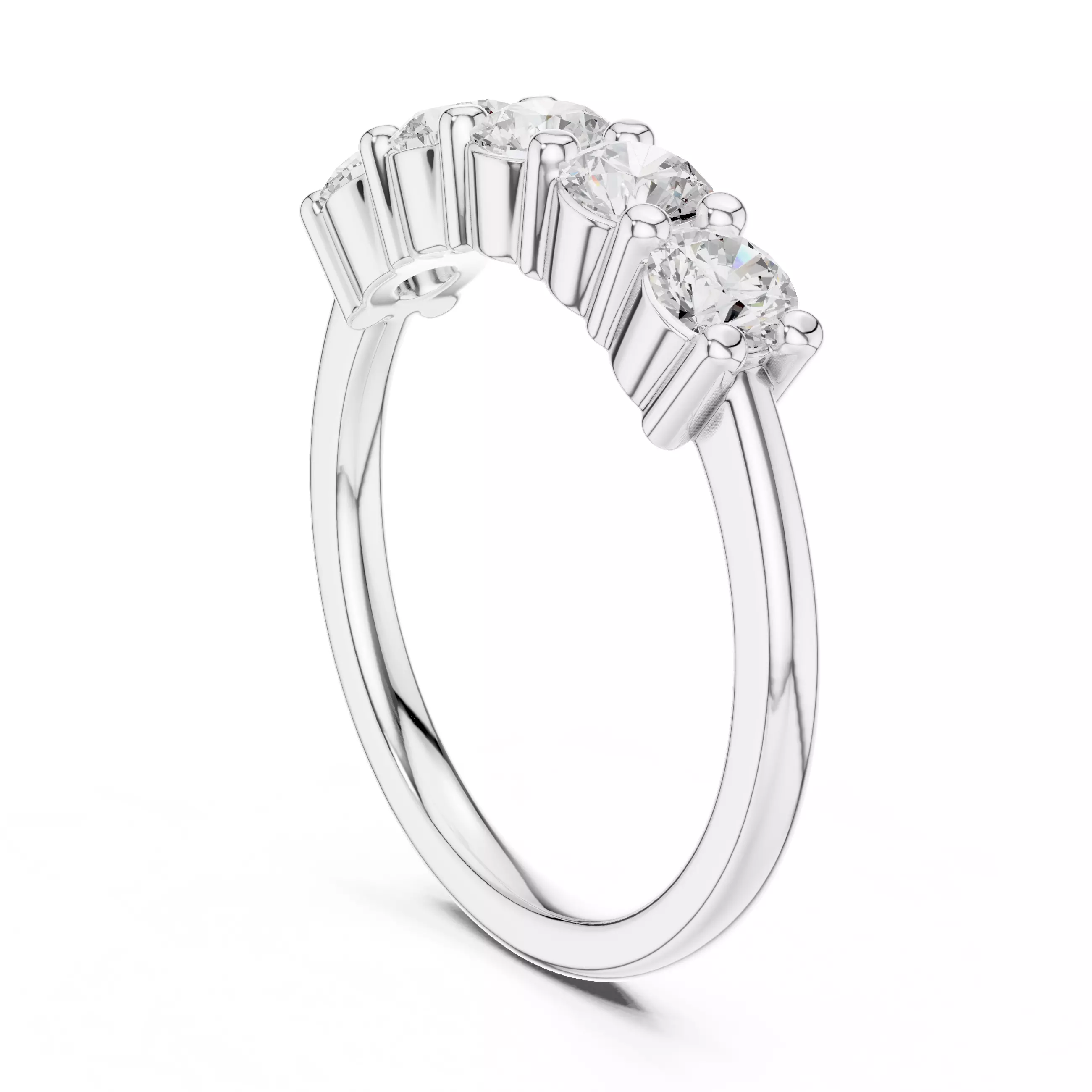 Five Stone Round Diamond Stackable Wedding Ring 3DM STL Video 3D print model_9