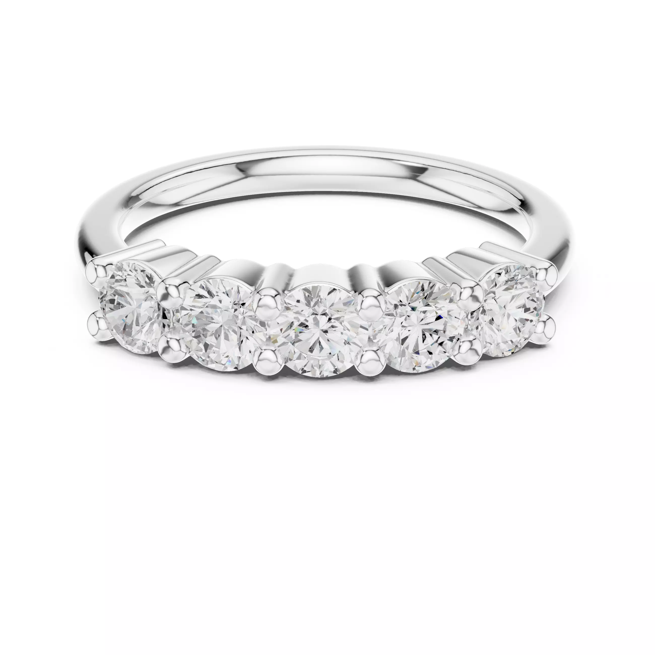 Five Stone Round Diamond Stackable Wedding Ring 3DM STL Video 3D print model_2