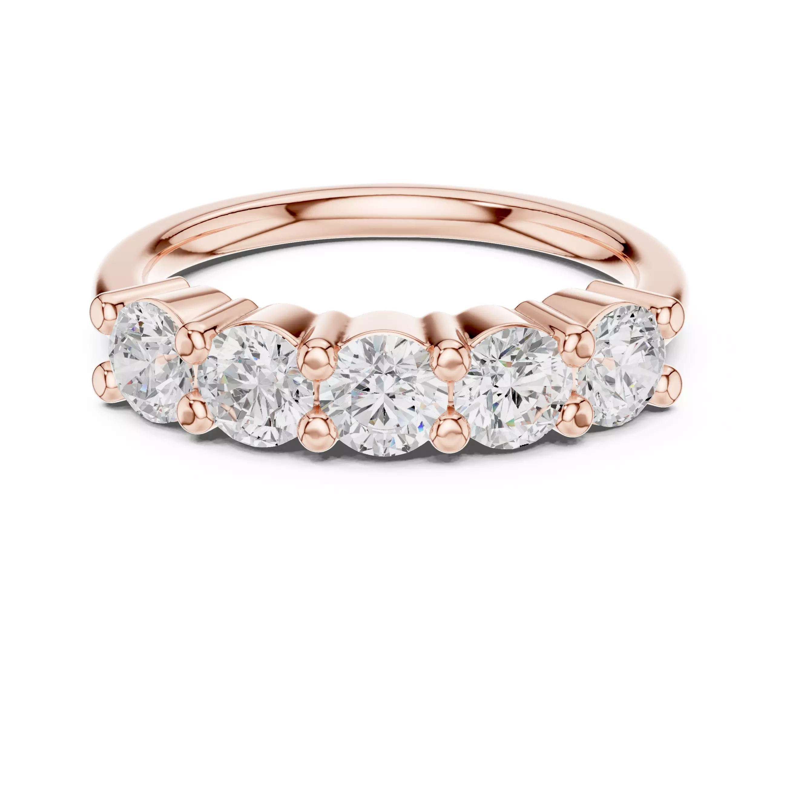 Five Stone Round Diamond Engagement Wedding Ring 3DM STL Video 3D print model