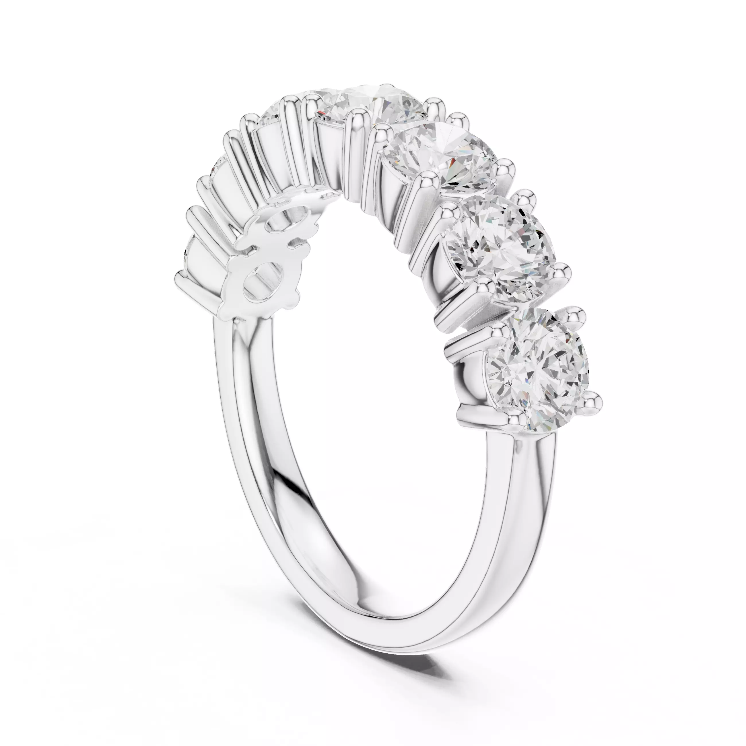 4mm Round Cut Diamond Seven Stone Wedding Ring 3DM STL Video 3D print model_9