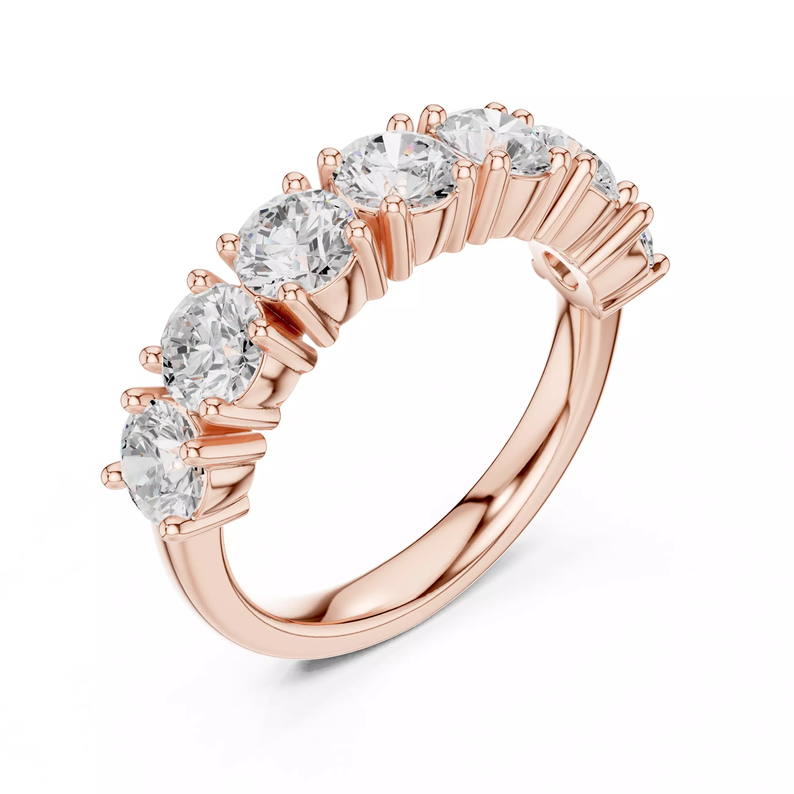 4mm Round Cut Diamond Seven Stone Wedding Ring 3DM STL Video 3D print model_4