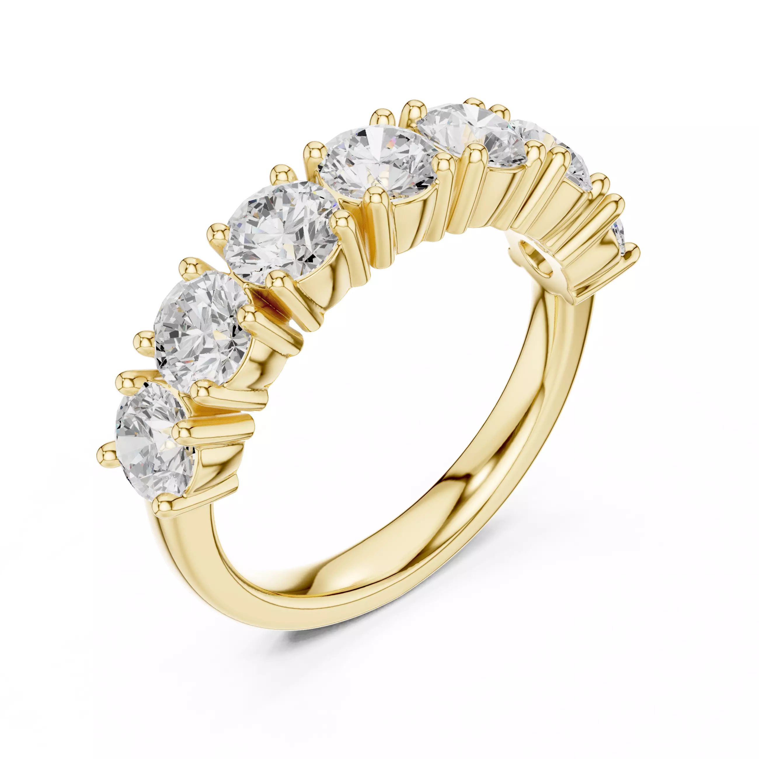 4mm Round Cut Diamond Seven Stone Wedding Ring 3DM STL Video 3D print model_7